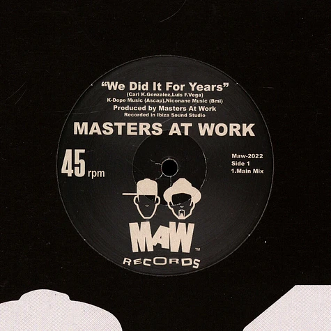Masters At Work - We Did It For Years Silver Vinyl Edition