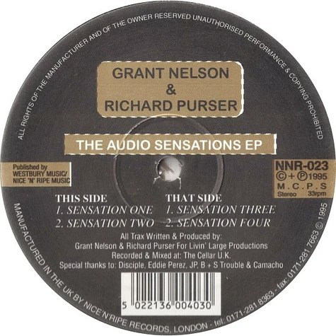 Grant Nelson & Richard Purser - The Audio Sensations EP