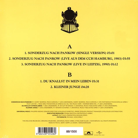 Udo Lindenberg - Sonderzug Nach Pankow Limited Colored Vinyl Edition