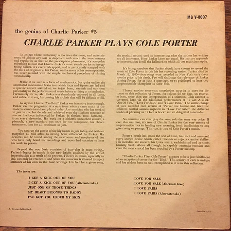 Charlie Parker - Charlie Parker Plays Cole Porter