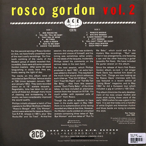 Rosco Gordon - Volume 2: The Memphis Sessions