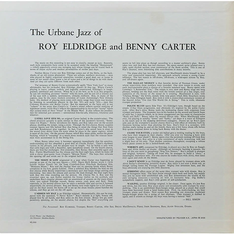 Roy Eldridge And Benny Carter - Urbane Jazz