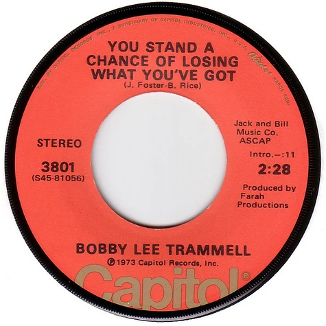 Bobby Lee Trammell - You Stand A Chance Of Losing What You've Got