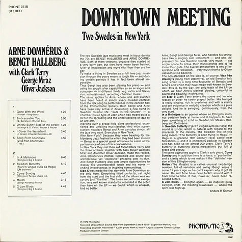 Arne Domnérus & Bengt Hallberg With Clark Terry, George Mraz, Oliver Jackson - Downtown Meeting ( Two Swedes In New York)