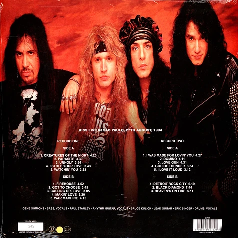 Kiss - Live In Sao Paulo 1994 Yellow Vinyl Edition