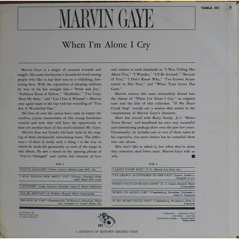 Marvin Gaye - When I'm Alone I Cry - Vinyl LP - 1964 - US - Original