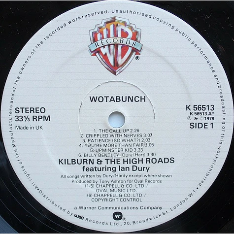 Kilburn & The High Roads Featuring Ian Dury - Wotabunch!