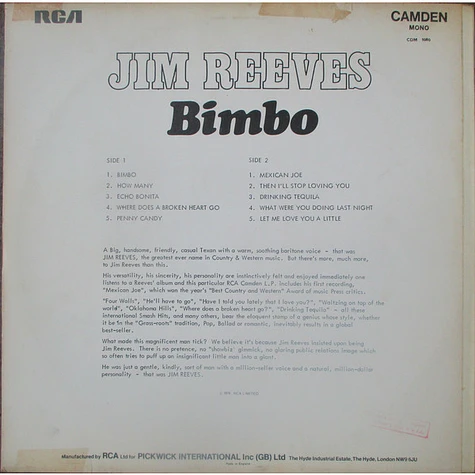 Jim Reeves - Bimbo