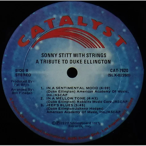 Sonny Stitt - A Tribute To Duke Ellington (With Strings)