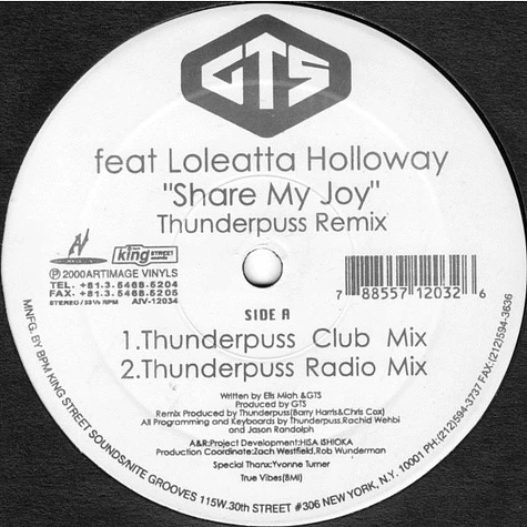GTS Feat Loleatta Holloway - Share My Joy (Thunderpuss Remix)