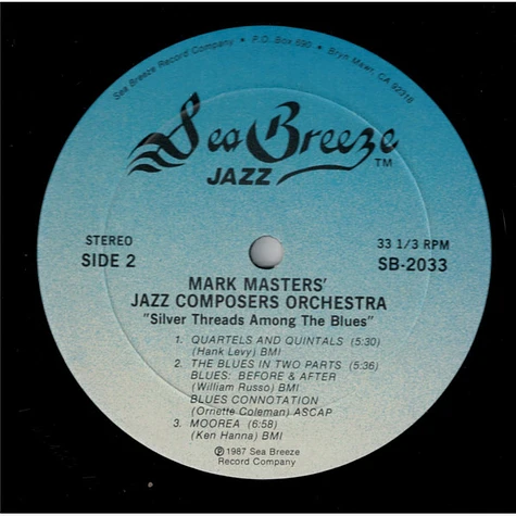 Mark Masters' Jazz Composers Orchestra - Silver Threads Among The Blues