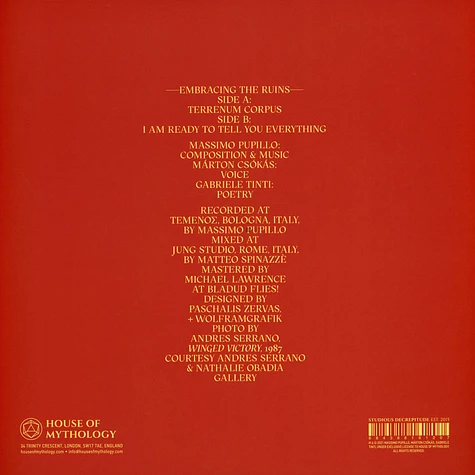 Massimo Pupillo, Marton Csokas & Gabriele Tinti - Embracing The Ruins Transparent Red Vinyl Edition