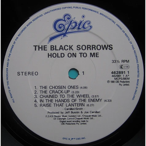 The Black Sorrows - Hold On To Me