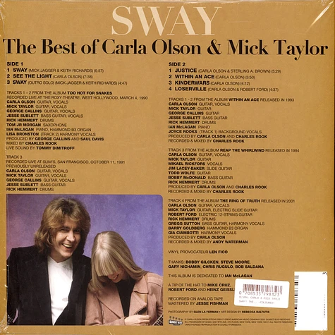 Carla Olson & Mick Taylor - Sway: The Best Of Carla Olson & Mick Taylor Red Vinyl Edition