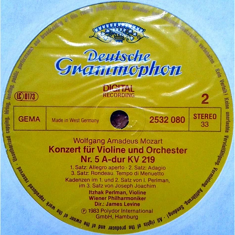 Wolfgang Amadeus Mozart • Wiener Philharmoniker • Itzhak Perlman • James Levine - Violinkonzerte - Violin Concertos Nos. 3 & 5