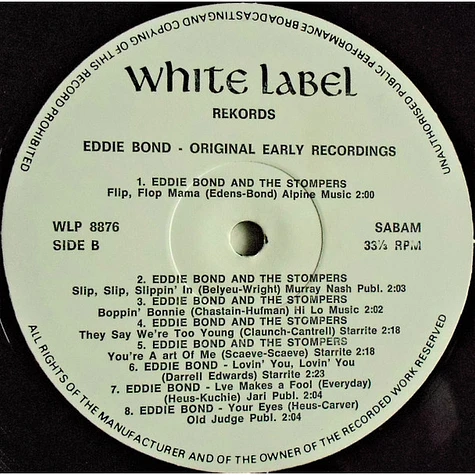 Eddie Bond - Original Early Recordings