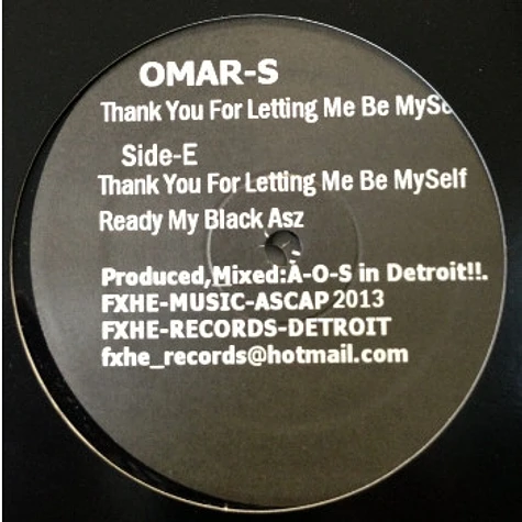 Omar S - Thank You For Letting Me Be Myself (Vinyl EFGH) Omar S - Thank You For Letting Me Be Myself (Vinyl EFGH)