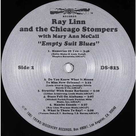 Ray Linn And The Chicago Stompers With Mary Ann McCall - Empty Suit Blues