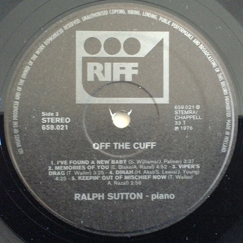Ralph Sutton - Off The Cuff ...