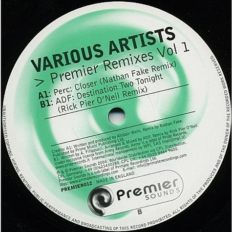 Perc / ADF - Premier Remixes Vol 1