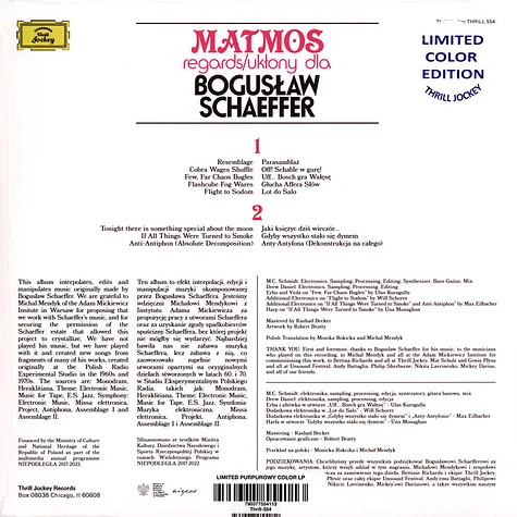 Matmos - Regards / Uklony Dla Boguslaw Schaeffer Purple Vinyl Edition