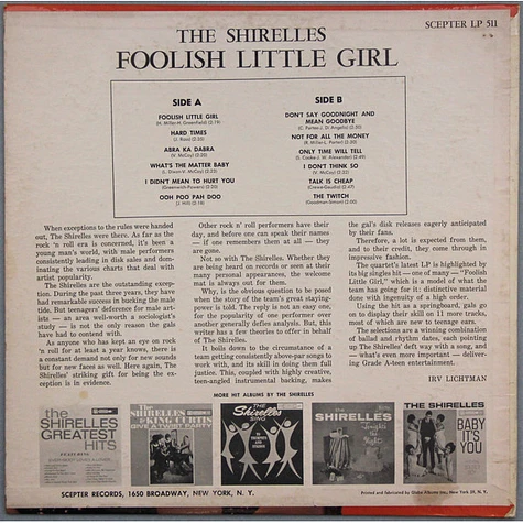 The Shirelles - Foolish Little Girl