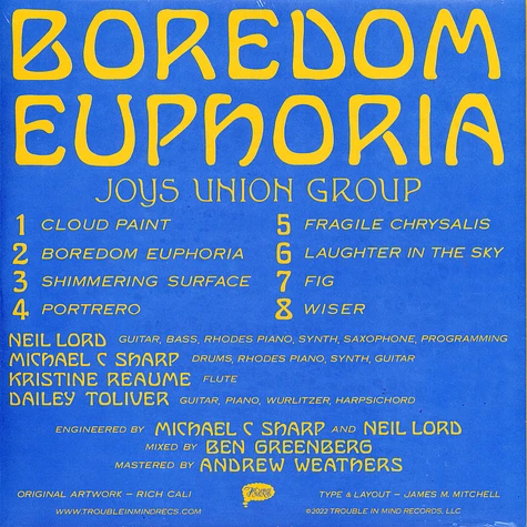 Joys Union Group - Boredom Euphoria Lemon Yellow Vinyl Ediion