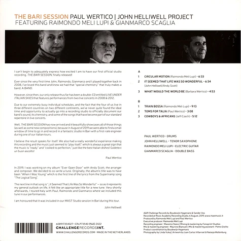 Paul Wertico / John Helliwell Project - Bari Sessions