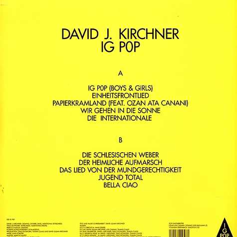 David J. Kirchner - IG Pop Black Vinyl Edition