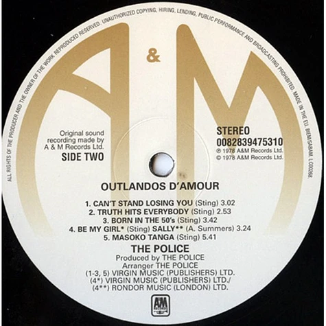 The Police - Outlandos D'Amour