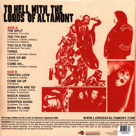 Lords Of Altamont - To Hell With The Lords 3 Colors Striped White/Red/Black Vinyl Edition