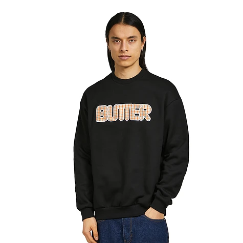 Butter Goods - Plaid Applique Logo Crewneck Sweatshirt