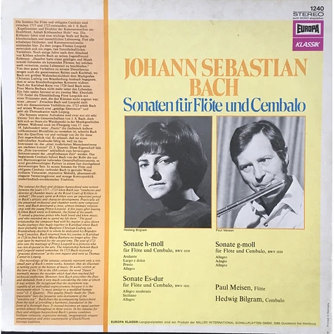 Johann Sebastian Bach - Paul Meisen, Hedwig Bilgram - Sonaten Für Flöte Und Cembalo
