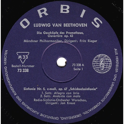 Ludwig van Beethoven - Sinfonie Nr. 5 C-Moll, Op. 67 - Schicksalssinfonie, Ouvertüren, Die Geschöpfe Des Prometheus Op. 43, Coriolan-Ouvertüre, Op. 62