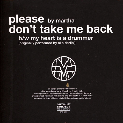 Martha - Please Don't Take Me Back / My Heart Is A Drummer