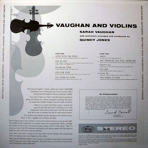 Sarah Vaughan - Vaughan And Violins