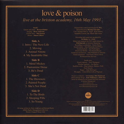 Suede - Love & Poison - Live At Brixton Academy Black Vinyl Edition