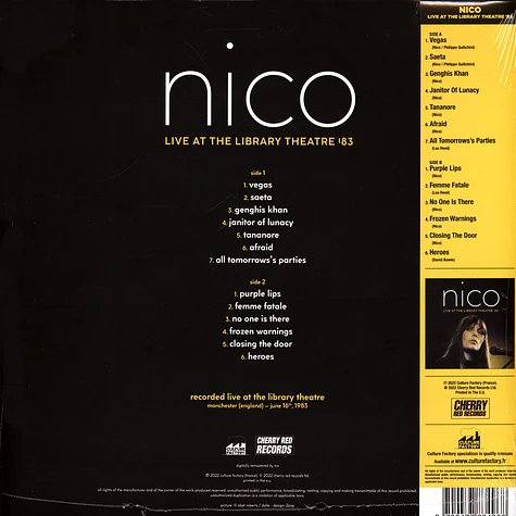 Nico - Librairy Theatre '83 Black Friday Record Store Day 2022 Clear Yellow Vinyl Edition
