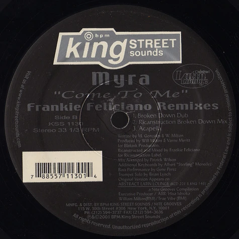 Myra - Come To Me (The Frankie Feliciano Remixes)