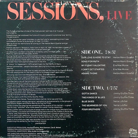 Herbie Mann, Ella Mae Morse And Jimmy Giuffre - Sessions, Live