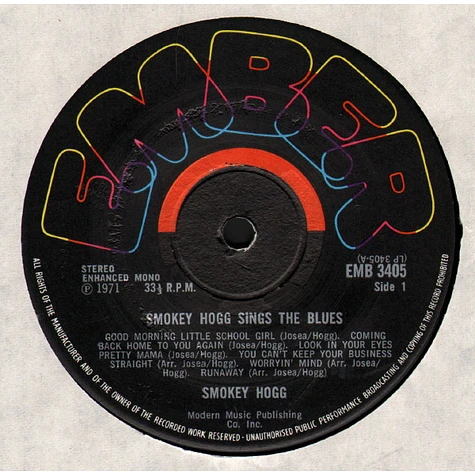 Smokey Hogg - Smokey Hogg Sings The Blues