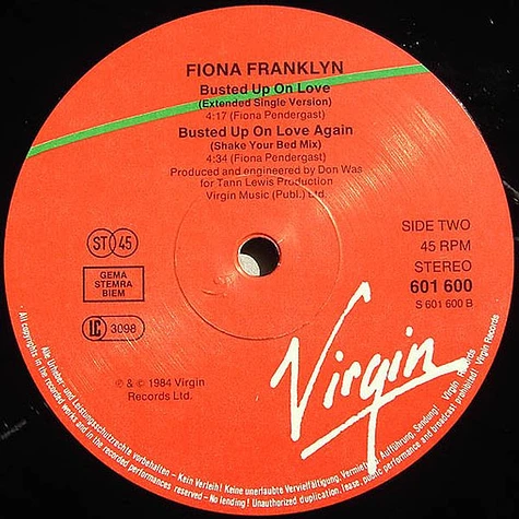 Fiona Franklyn - Busted Up On Love