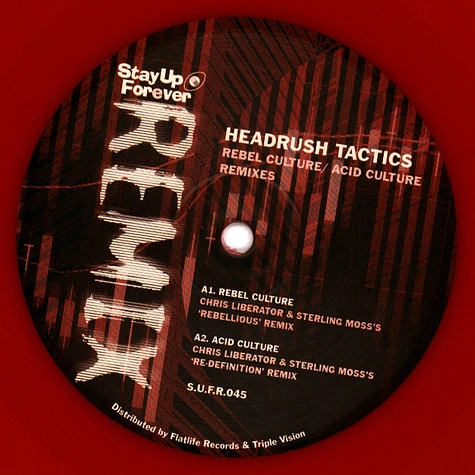 Headrush Tactics - Rebel Culture / Acid Culture Remixes Red Vinyl Edition
