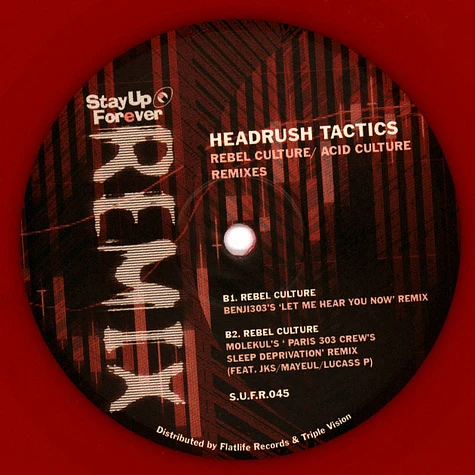 Headrush Tactics - Rebel Culture / Acid Culture Remixes Red Vinyl Edition