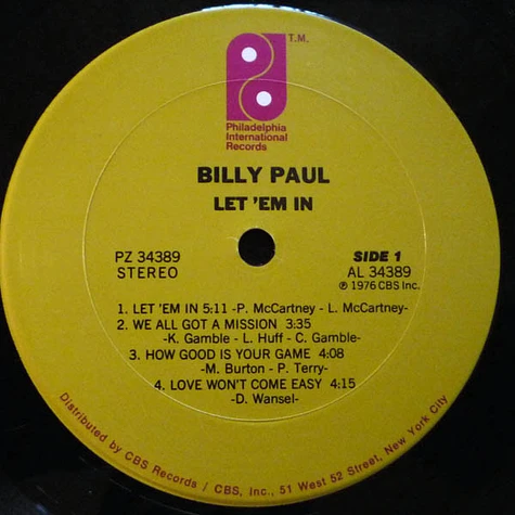 Billy Paul - Let 'Em In