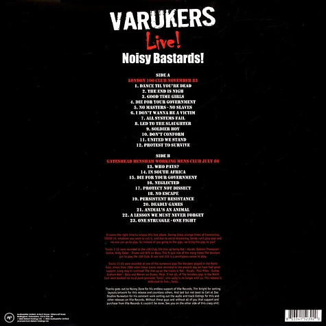 The Varukers - Noisy Bastards Red Vinyl Edition