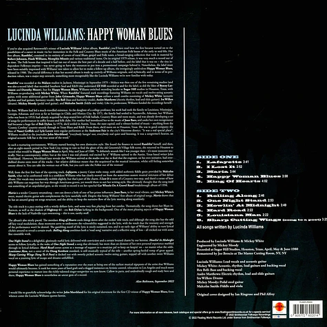 Lucinda Williams - Happy Woman Blues Clear Vinyl Edition