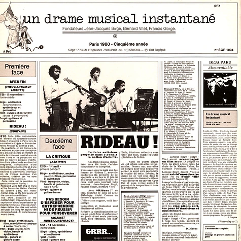 Un Drame Musical Instantane - Rideau!