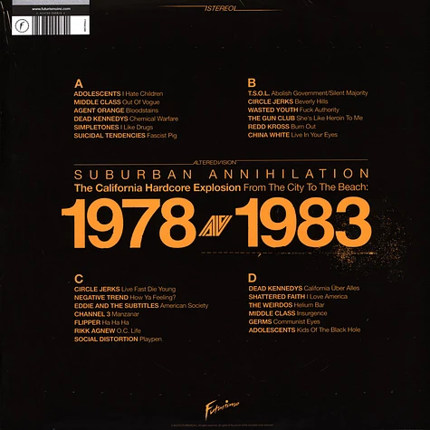 V.A. - Suburban Annihalation (The California Hardcore Explosion From The City To The Beach: 1978-1983) Silver & Black Vinyl Edition