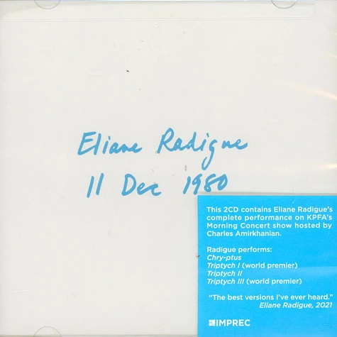 Eliane Radigue - 11 Dec 1980